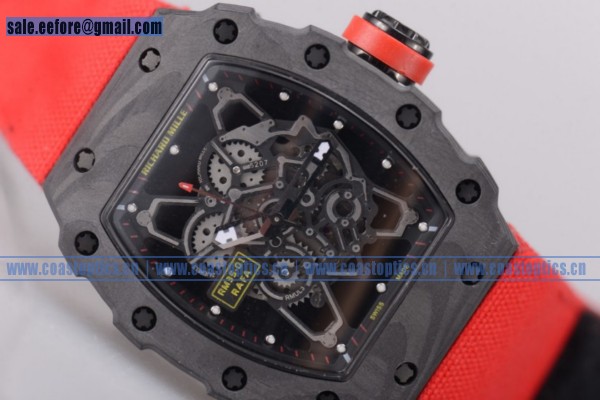 Richard Mille RM35-01 Watch PVD Black Skeleton Red Strap 1:1 Replica - Click Image to Close